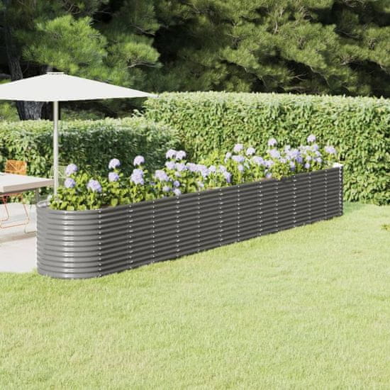 Greatstore szürke porszórt acél kerti ültetőláda 512x80x68 cm