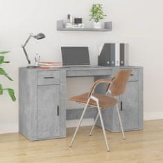 Greatstore betonszürke színű szerelt fa íróasztal szekrénnyel