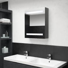 shumee fényes szürke LED-es tükrös fürdőszobaszekrény 50 x 14 x 60 cm