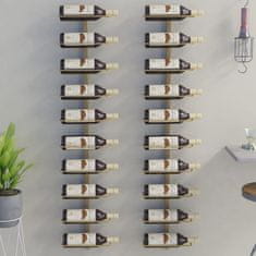 Greatstore arany fém falra szerelhető bortartó állvány 10 palacknak