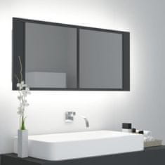Greatstore szürke LED-es tükrös fürdőszobaszekrény 100 x 12 x 45 cm