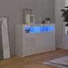 shumee magasfényű fehér tálalószekrény LED-világítással 115,5x30x75 cm