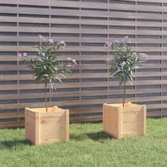 Greatstore 2 db tömör fenyőfa kerti virágtartó 40 x 40 x 40 cm
