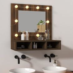 Greatstore barna tölgy színű tükrös szekrény LED-ekkel 60 x 31,5 x 62 cm