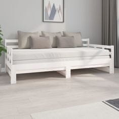 Greatstore fehér tömör fenyőfa kihúzható kanapéágy 2 x (90 x 200) cm