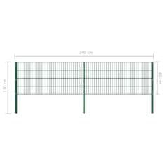 Vidaxl zöld vas kerítéspanel oszlopokkal 3,4 x 0,8 m 278605