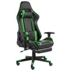 Vidaxl zöld PVC forgó gamer szék lábtartóval 20486