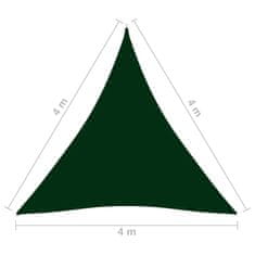 Vidaxl sötétzöld háromszög alakú oxford-szövet napvitorla 4 x 4 x 4 m 135506