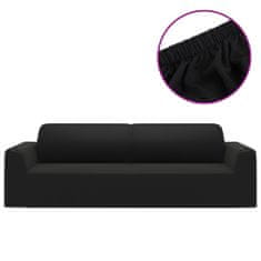 Vidaxl 3-személyes fekete sztreccs poliészterdzsörzé kanapé-védőhuzat 332934