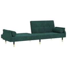 Greatstore sötétzöld bársony kanapéágy párnákkal