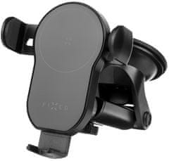 FIXED Automatikus autós telefontartó gyors vezeték nélküli töltéssel szélvédőre vagy műszerfalra, 15W, fekete, FIXMAT-XL-BK