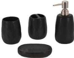 HOMESTYLING Fürdőszobai kiegészítők 4 darabos kőedény készlet fekete KO-793000070cern