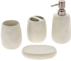 HOMESTYLING Fürdőszobai kiegészítők 4 darabos kőedény készlet fehér KO-793000070bila