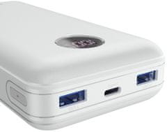 Canyon powerbank PB-2002, 20000mAh Li-poly QC&PD, kijelző, In USB-C, Out 1x USB-C + 2x USB-A, fehér