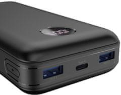 Canyon powerbank PB-2002, 20000mAh Li-poly QC&PD, kijelző, USB-C bemenet, 1x USB-C + 2x USB-A kimenet, fekete színű