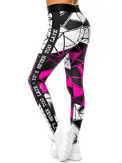 Ozonee Női sport leggings Zone fekete-rózsaszín S