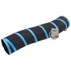 Greatstore fekete és kék S-alakú poliészter macskaalagút 122 cm