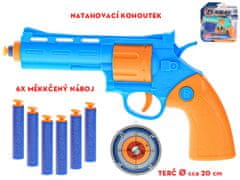 Pisztoly 26 cm-es, habszivacs golyókkal és tapadókorongokkal 6 db - vegyes színek (mentazöld, kék)