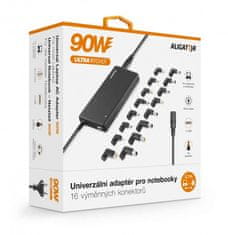 Aligator Univerzális laptop adapter 16 cserélhető csatlakozóval és USB-vel, 90W