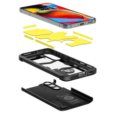 Spigen Samsung Galaxy S23 SM-S911, Szilikon tok + műanyag hátlap, kitámasztóval, Tough Armor, fekete (sérült csomagolás) (129349SCS)