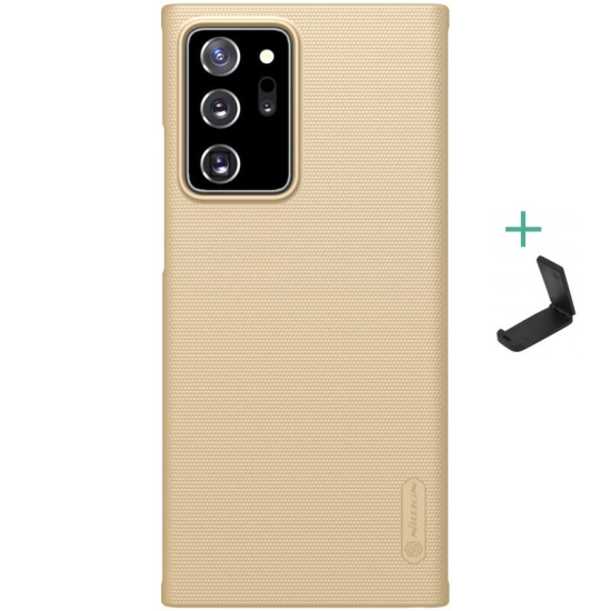 TokShop Samsung Galaxy Note 20 Ultra / 20 Ultra 5G SM-N985 / N986, Műanyag hátlap védőtok, stand, Nillkin Super Frosted, arany