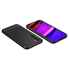 Spigen Samsung Galaxy S23 Plus SM-S916, Szilikon tok, műanyag kerettel, Neo Hybrid, halszálka minta, fekete (129343)