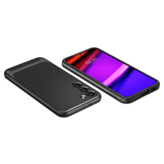 Spigen Samsung Galaxy S23 Plus SM-S916, Szilikon tok, műanyag kerettel, Neo Hybrid, halszálka minta, sötétszürke (129344)