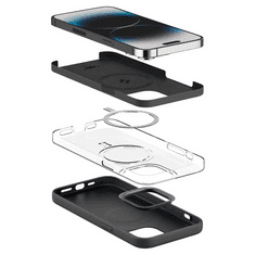 Spigen Apple iPhone 14 Pro, Szilikon tok, közepesen ütésálló, Magsafe töltővel kompatibilis, Silicone Fit Mag, fekete (RS125178)