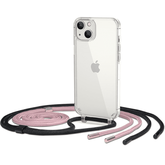 TokShop Apple iPhone 14 Plus, Szilikon védőkeret + műanyag hátlap, nyakbaakasztó, FlexAir Chain, átlátszó (127461)