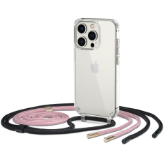 TokShop Apple iPhone 14 Pro Max, Szilikon védőkeret + műanyag hátlap, nyakbaakasztó, FlexAir Chain, átlátszó (127460)