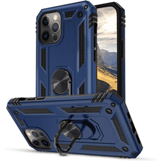 TokShop Huawei Y6 (2019) / Y6s (2019), Műanyag hátlap védőtok, közepesen ütésálló, szilikon belső, telefontartó gyűrű, Defender, sötétkék (94088)