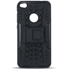 TokShop Apple iPhone 13 Pro Max, Műanyag hátlap védőtok, Defender, kitámasztóval és szilikon belsővel, autógumi minta, fekete (106291)