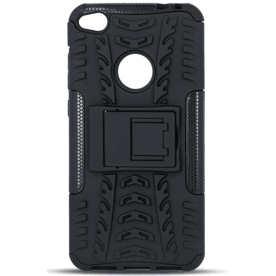 TokShop Apple iPhone 13 Pro Max, Műanyag hátlap védőtok, Defender, kitámasztóval és szilikon belsővel, autógumi minta, fekete (106291)