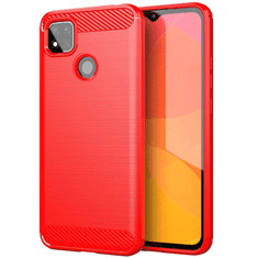 TokShop Xiaomi Redmi K40S 5G / Poco F4 5G, Szilikon tok, közepesen ütésálló, szálcsiszolt, karbon minta, piros (124042)