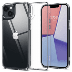 Spigen Apple iPhone 14, Műanyag védőkeret, edzett üveg hátlap, Quartz Hybrid Crystal, átlátszó (125592)