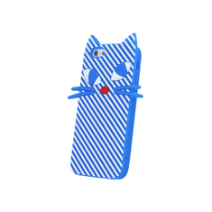 TokShop Huawei Y6 II, TPU szilikon tok, 3D csíkos macska minta, kék/fehér (51129)