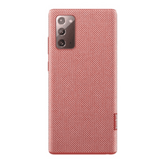 SAMSUNG Galaxy Note 20 / 20 5G SM-N980 / N981, Műanyag hátlap védőtok, Alcantara textilbevonat, piros, gyári (RS98814)