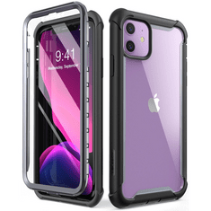 SUPCASE Apple iPhone 11, Műanyag hátlap védőtok (elő- és hátlapi) + Tempered Glass (edzett üveg), közepesen ütésálló, IBLSN Clear, átlátszó/fekete (RS98541)