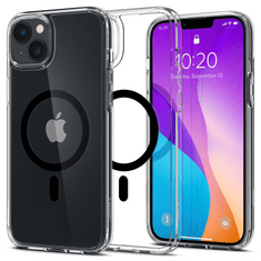 Spigen Apple iPhone 14 Plus, Műanyag hátlap védőtok + szilikon keret, Magsafe töltővel kompatibilis, Ultra Hybrid Mag, átlátszó/fekete (125657)