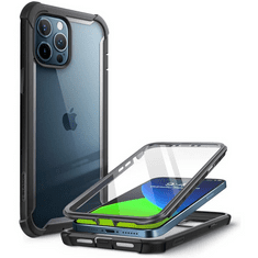 SUPCASE Apple iPhone 12 Pro Max, Műanyag hátlap védőtok (elő- és hátlapi) + Tempered Glass (edzett üveg), közepesen ütésálló, IBLSN Clear, átlátszó/fekete (RS109367)