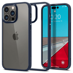 Spigen Apple iPhone 14 Pro, Műanyag hátlap védőtok + szilikon keret, Ultra Hybrid, átlátszó/sötétkék (8809811864595)