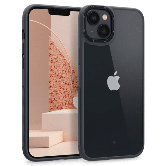 Spigen Apple iPhone 14 Plus, Műanyag hátlap védőtok + keret, közepesen ütésálló, Caseology Skyfall, átlátszó/fekete (125714)