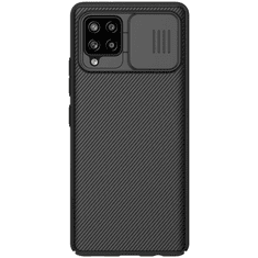 Nillkin Samsung Galaxy A42 5G / M42 5G SM-A426B / M426B, Műanyag hátlap védőtok, közepesen ütésálló, kamera védelem, csíkos minta, CamShield, fekete (96282)