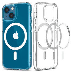 Spigen Apple iPhone 13 Mini, Műanyag hátlap védőtok + szilikon keret, Magsafe töltővel kompatibilis, Ultra Hybrid Mag, átlátszó/fehér (107324)