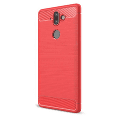 TokShop Xiaomi Redmi Note 5A, TPU szilikon tok, közepesen ütésálló, szálcsiszolt, karbon minta, piros (66294)