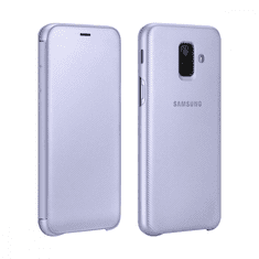 SAMSUNG Galaxy J6 (2018) SM-J600F, Oldalra nyíló tok, karbon minta, lila, gyári (RS78767)