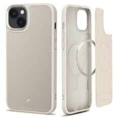 Spigen Apple iPhone 14, Szilikon védőkeret + műanyag hátlap, bőrrel bevont hátlap, Magsafe töltővel kompatibilis, Ciel Cyrill Kajuk Mag, szürke (125661)