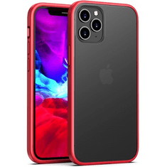 TokShop Apple iPhone 12 Pro Max, Szilikon keret + műanyag hátlap tok, közepesen ütésálló, megerősített sarok, Magic Shadow, áttetsző/piros (121900)
