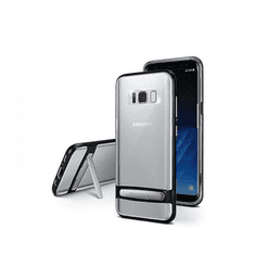 Mercury Samsung Galaxy A8 Plus (2018) SM-A730F, TPU szilikon tok, műanyag kerettel, kitámasztóval, Dream Bumper, fekete (67578)