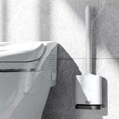 HOME & MARKER®  Szilikon WC kefe, wc kefe tartóval, modern dizájnú fürdőszobai felszerelés, ergonomikus WC kefe a tökéletes tisztításért | TOILETBRUSH
